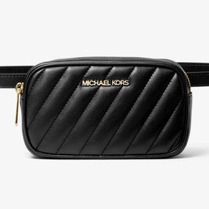 Michael Kors Rose Quilted Convertible Belt Bag - Black